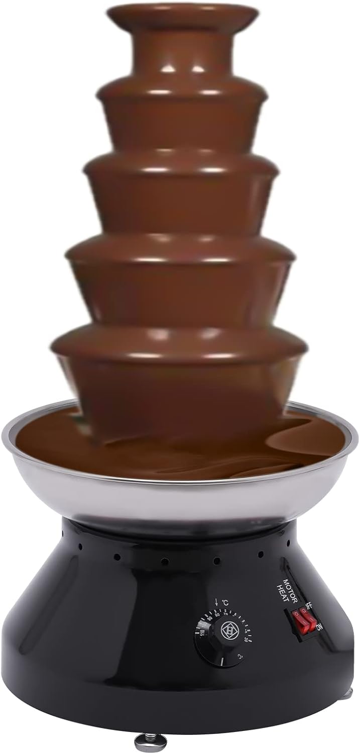 Fuentes de chocolate Fuente de chocolate, 5 plantas, 230 W, bajo ruido, 3000 ml, temperatura controlada, con torres desmontables para fiestas, negro