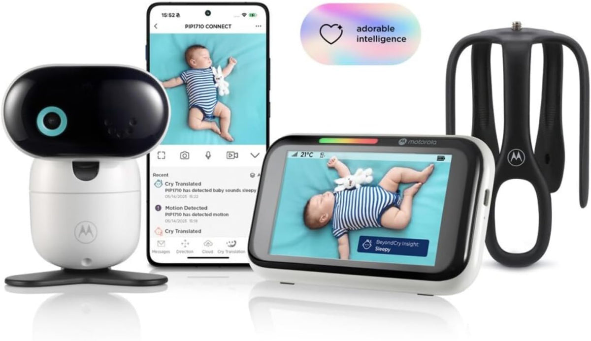 Monitores de vídeo PIP1710 Connect, Vigilabebés Wi-Fi con Cámara HD Motorizada y Pantalla Táctil de 5', Motorola Nursery