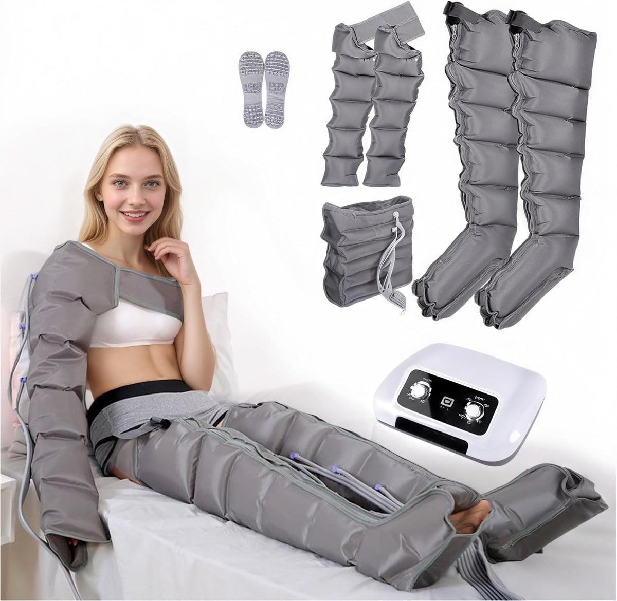 Masajeadores eléctricos para pi LQJHDM, Presoterapia Piernas y Abdomen Brazos para Casa 6 Camaras