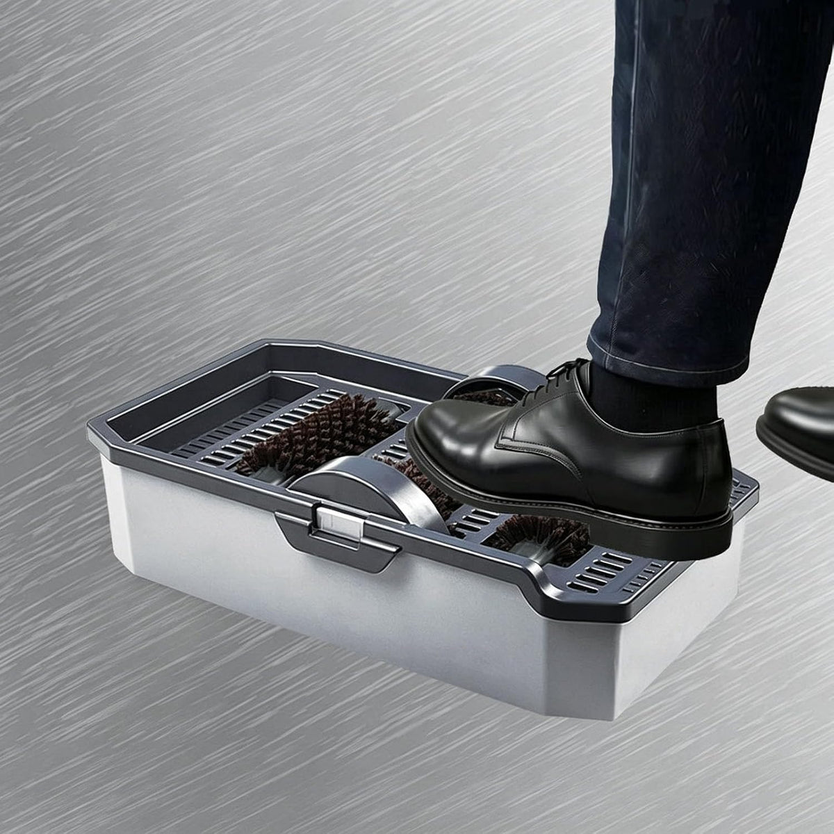 Generic Limpiadores de calzado, Máquina de limpieza de suela de zapatos, raspador de botas con 3 cepillos, almohadilla absorbente, salida de aguas