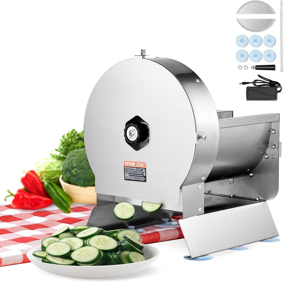 Cortadores para patatas y vegetal Cortadora Eléctrica Espesor Ajustable de 0 a 12 mm Cortador Comercial de Frutas y Verduras Convertible a Manual
