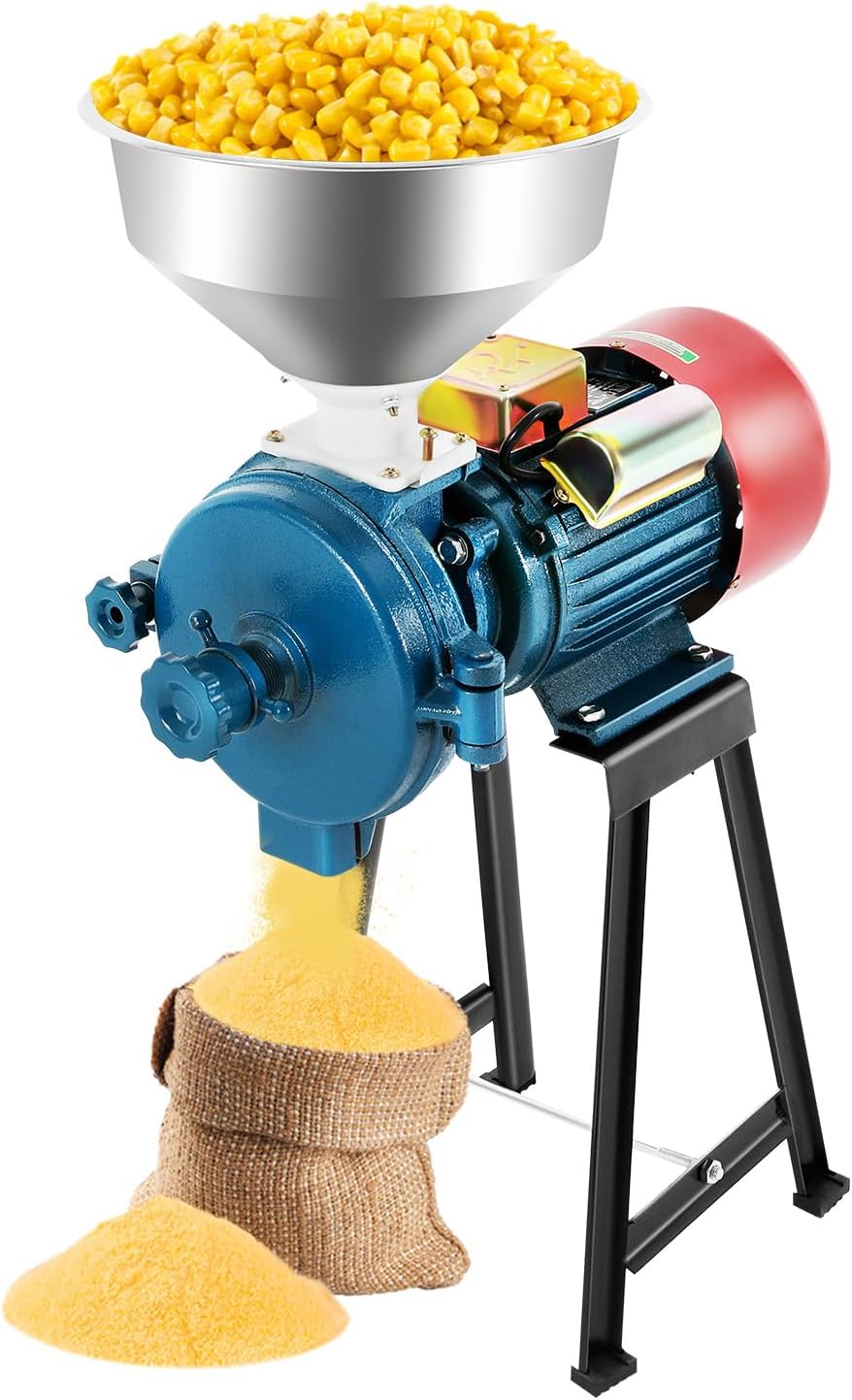NIGORIY Molinos de grano, Molino de Cereales Eléctrico, 2200W 1400r/min Molino de Grano Cereal Eléctrico, Molino 60 Mesh Diámetro de Trituración Más