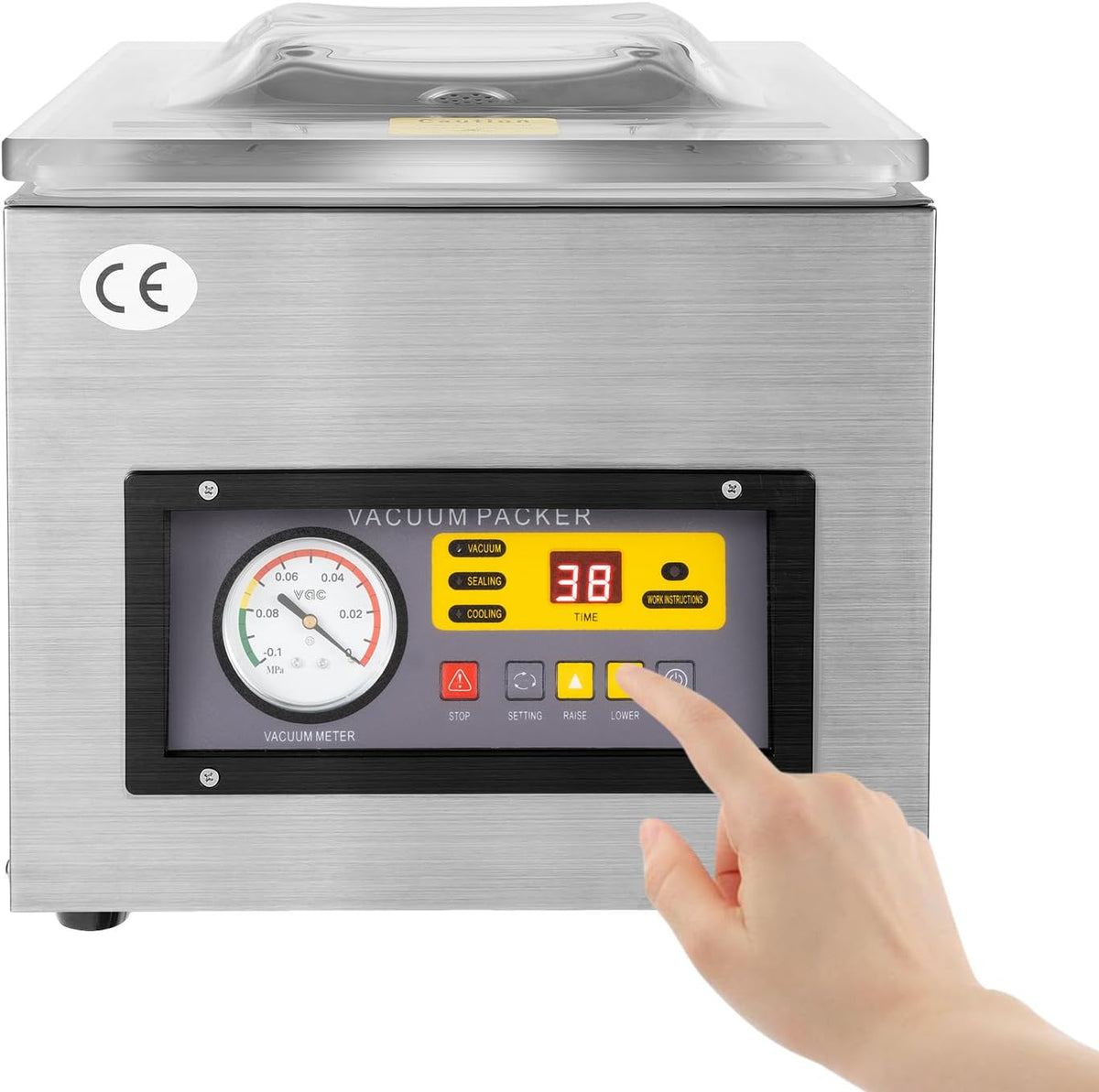 ACLICE Envasadoras al vacío, Sellador al vacío de cámara 120 W 2 CFM 5.5L/s Acero inoxidable acrílico automático sellador al vacío para alimentos seco