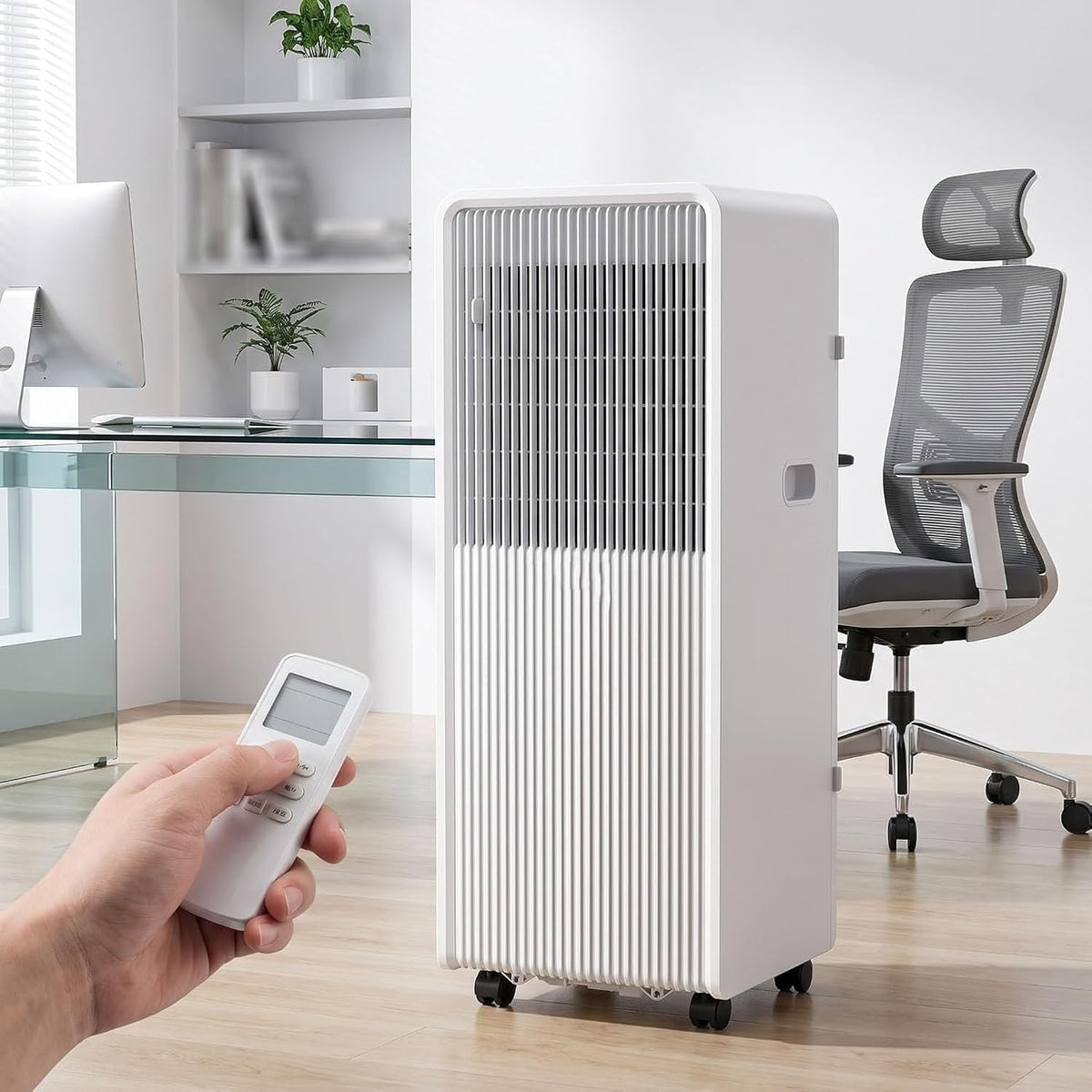 XIUNYIE Aire acondicionado portátil, Portátil 12000 BTU, Oscilación 120°, Control Remoto, Temporizador 24 Horas, Kit Ventana, Sin Montaje en Pared