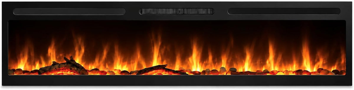 Chimenea eléctrica empotrable con calefacción Elysee 5XL 180cm, Efecto de Llama Leds- Chimenea de Pared - Mando a Distancia, Chemin'Arte