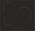 Placa de cocina Timeless CH63CC, Vitrocerámica, Tres Zonas, Fuego Grande 25CM, Ancho 59CM, 10 Niveles de Potencia, 5500W, Mandos Centrales, Bloqueo