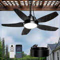 PARTPHONER Ventiladores de techo, Ventilador de Techo Exterior de 106, 7 cm con Luces, Resistente al Agua IP65, Control APP y Remoto, LED 3CCT