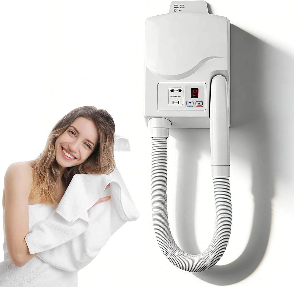 Generic Secadores de mano, Secador De Cuerpo Y Cabello De Pared, Secador Corporal Iónico para Después del Baño con Toma De Corriente para Afeitadora