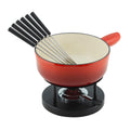 Fondues de queso Kuhn Rikon, 32236-Fondue (inducción, 24 cm) Juego de Fondue de Queso, Hierro Fundido, Rojo, 34 x 26 x 23 cm, 9