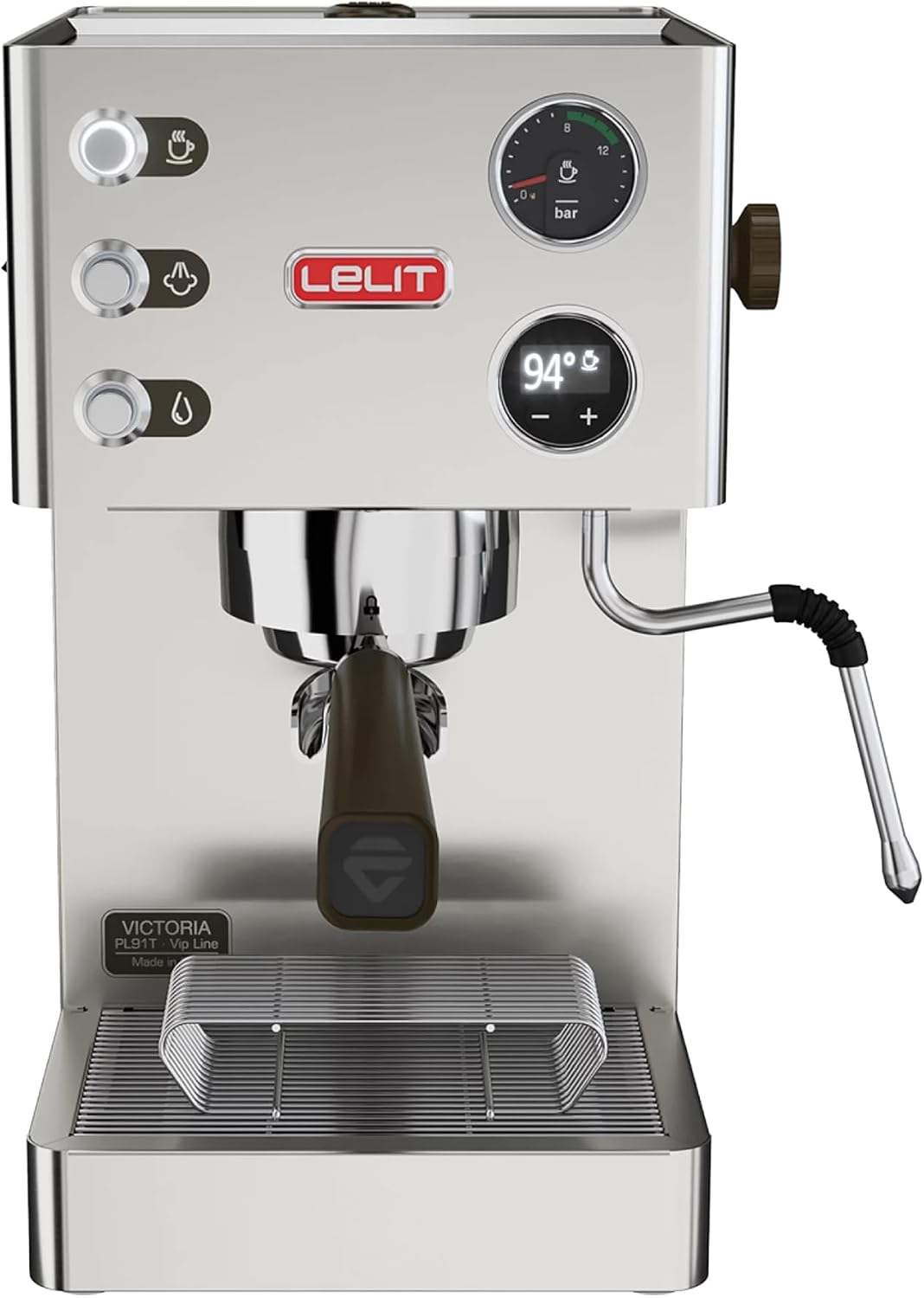Lelit Cafetera automática, Victoria Máquina de Café - Con Espumador de Leche - PL91T - Acero Inoxidable Cepillado