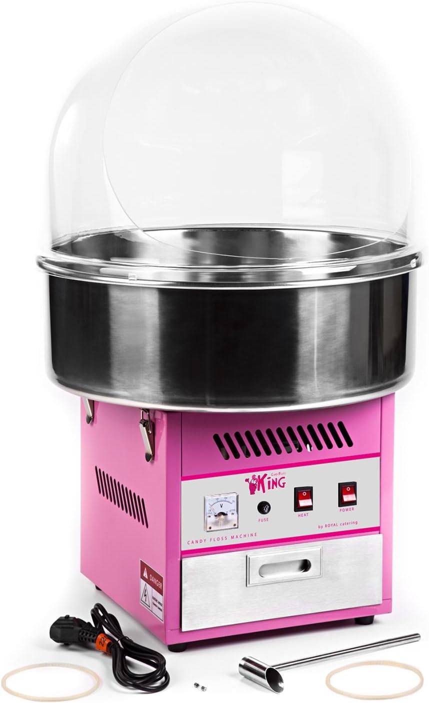 Royal Catering RCZK-1200E Máquinas de algodón de azúcar, Máquina De Algodón De Azúcar (1200 W, Ø 52 cm, 1 Unidad por Minuto, Control Separado del