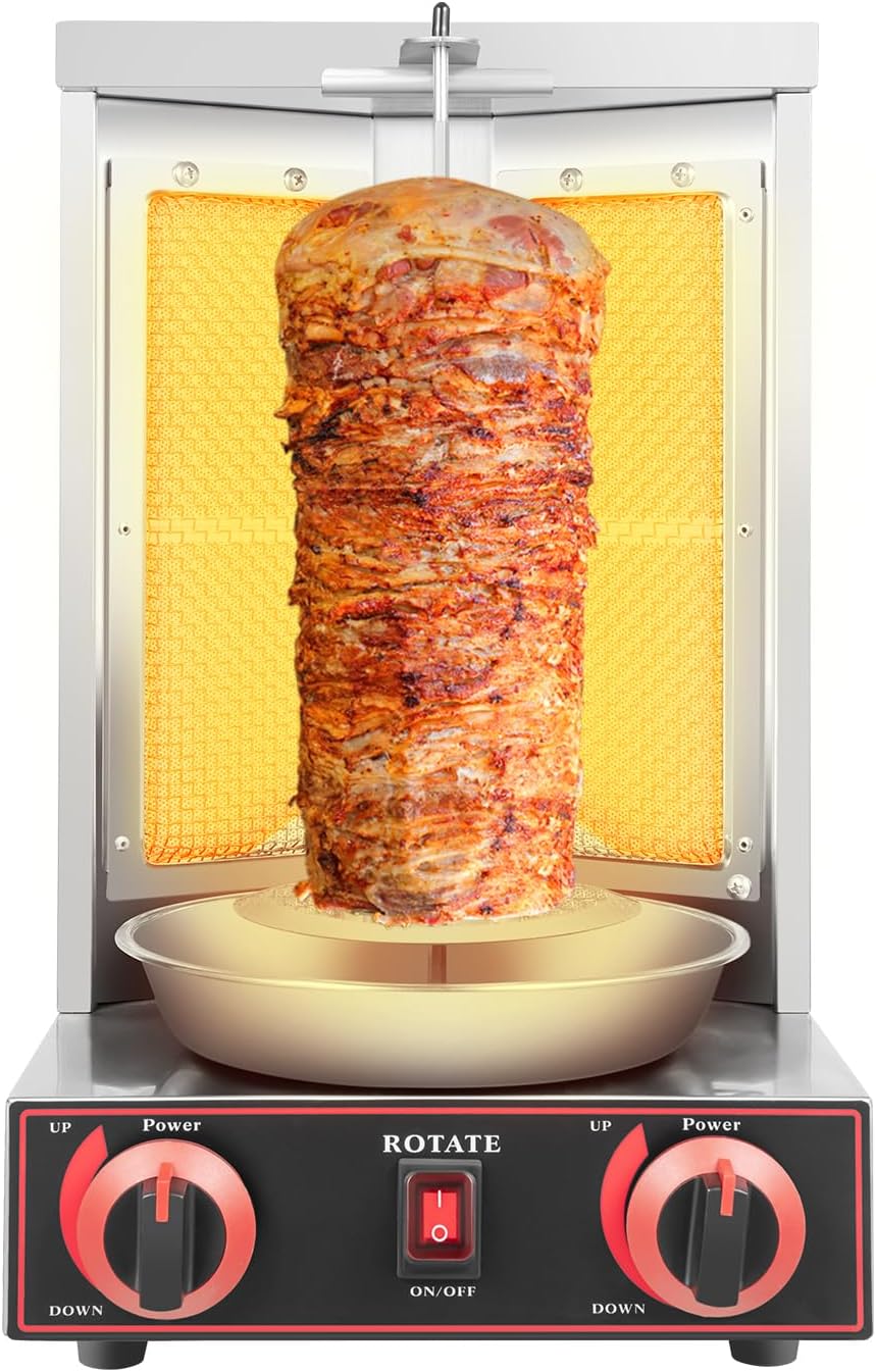 Parrillas eléctrica Barbacoa de Kebab de Gas, máquina Kebab 3000 W, máquina eléctrica Gpl, rotación de 360 °, rango de temperatura Rt-300 °C, con 2