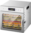 Deshidratador Secadora por congelación de 6/8/12/18, secadora de alimentos de acero inoxidable con temperatura ajustable, temporizador y pantalla LCD