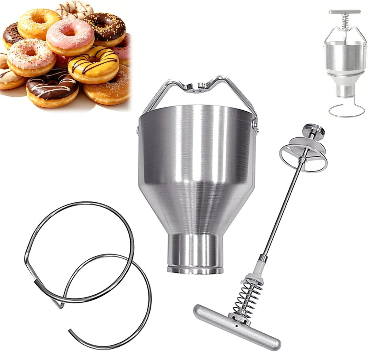 Generic Máquinas para hacer donut, Fabricante de donas comercial con soporte, dispensador de masa de 3 litros, 6 grosores ajustables, produce donas de