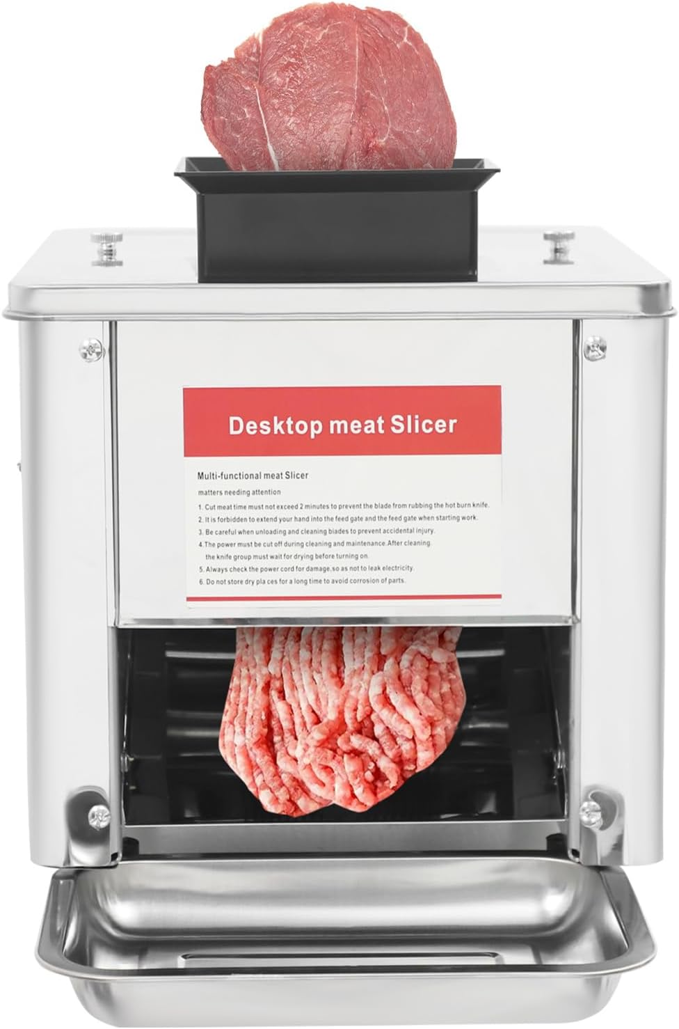 AUYART Cortafiambr, Cortador de carne eléctrico de 850 W, máquina de corte de carne de acero inoxidable, cortadora de carne de 15 mm con motor de