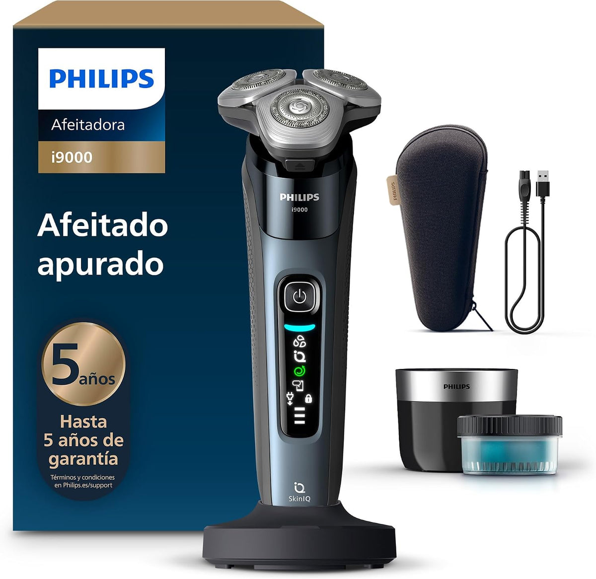 PHILIPS X9001 Afeitadoras eléctricas rotativas para hombre, i9000, Afeitadora Eléctrica Hombre, Máquina de Afeitar Barba en Seco y Húmedo, Tecnología