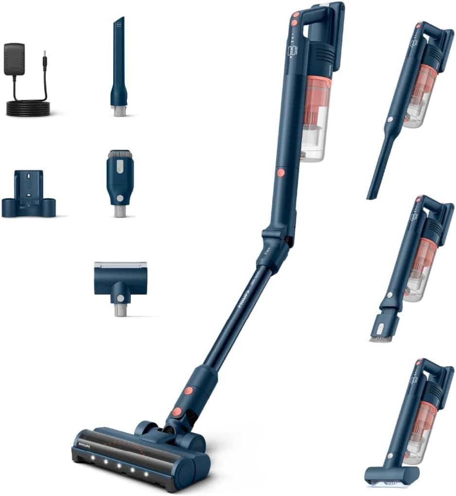 PHILIPS XC5243 Aspiradoras escoba, SpeedPro MAX Serie 5000 Aspirador sin Cable, Tubo Flex, Succión Potente, Autonomía 60 min, Cepillo LED, para
