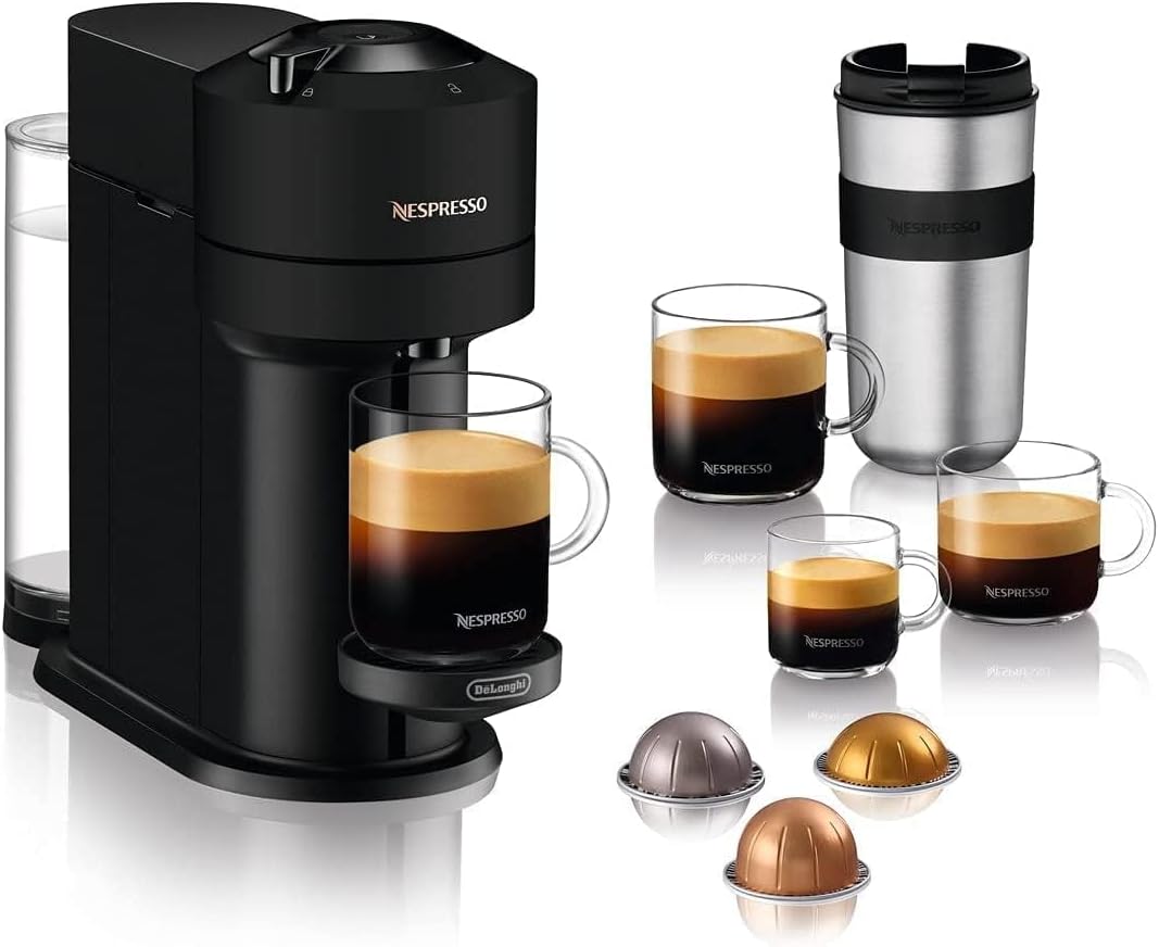 Cafeteras individual Nespresso, De'Longhi Cafetera Nespresso Vertuo Next, Cafetera Express de Cápsulas de Café Superautomática, Máquina de Café con