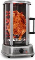 Parrillas eléctrica Oneconcept, Kebap Master Asador de Kebab Vertical, Parrilla para Gyros con Puerta Corredera de Cristal, Espetón Giratorio 360°