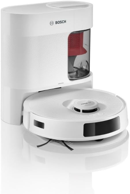 BCRD1W de Bosch Electrodomésticos, robot aspirador, Bosch - Robot Aspirador Spotless +, aspira y friega, Potencia 11.000 Pa², Almohadilla húmeda Fija