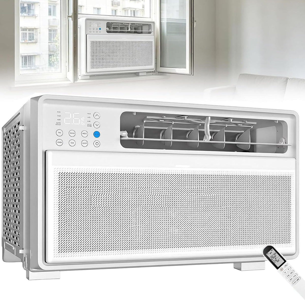 Aires acondicionados de ventana Aire Acondicionado de Ventana, Inverter DC Dual con Mando a Distancia, Refrigeración, Ventilación y Deshumidificación