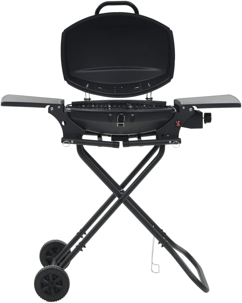 Parrillas eléctricas de exterior de Mandloder, Mangloder Barbacoa de gas portátil con zona de cocción negra, acero recubierto de polvo, 103 x 47 x 97
