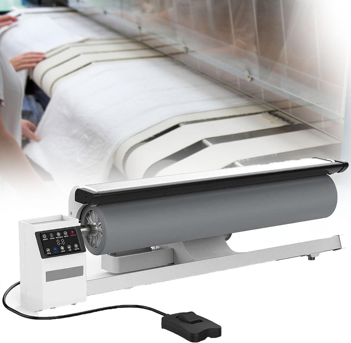 YANGYMM Planchas de vapor, Rodillo de Vapor de Hierro Giratorio Prensa de Planchado, Plancha de Vapor Rotativa de 90 Cm con Pedal, Ideal para Ropa de