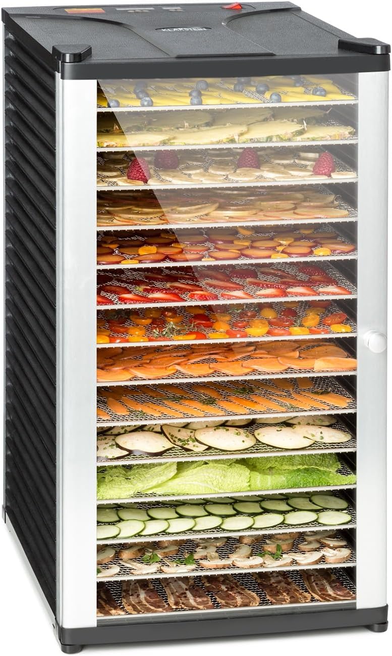 KLARSTEIN Deshidratador, Fruit Jerky 14 - Deshidratador fruta/carne, 1, 8 m² de superficie de secado, 14 niveles, 1000 vatios, ajustable hasta 70 °C
