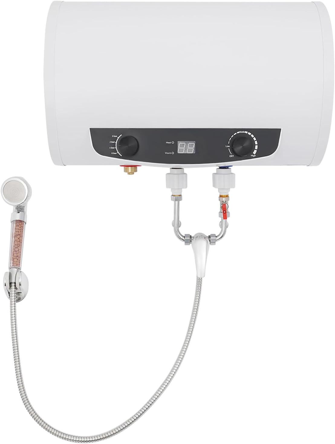 TESUGN Calentadores eléctrico, Calentador de agua caliente eléctrico, 30 L, 220 V, 2000 W, montaje en pared, calentador de agua horizontal, ducha