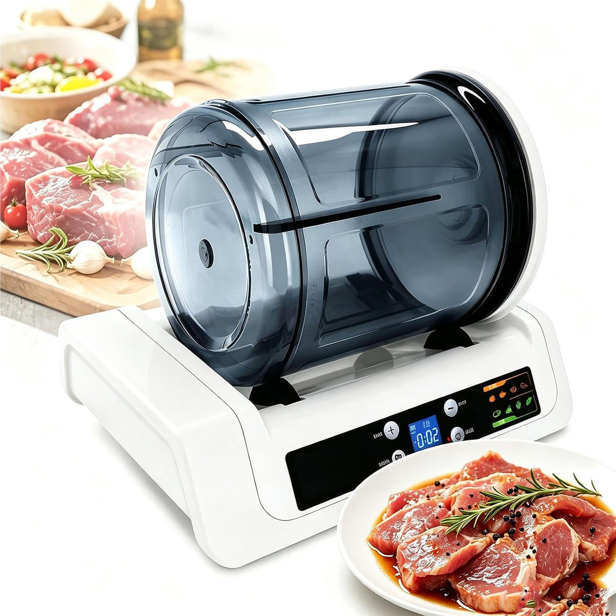 GENERIC Máquinas para cocinar al vacío, Marinador De Carne Comercial De 5 Litros, Máquina Automática De Marinado Al Vacío Con Pantalla Led