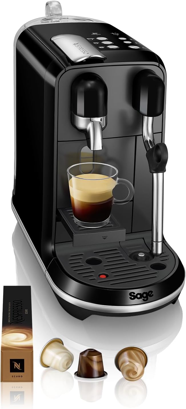 Sage Cafetera automática, NESPRESSO SNE500 the Creatista Uno - Cafetera de Sage, color negro brillante