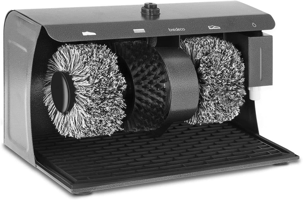 Cepillo BC-S-POL3 Maquina Limpia Zapatos Electrico (3 Cepillos, Capacidad del Dispensador 200 ml, 24, 2x40x26, 2 cm, Acero), Bredeco