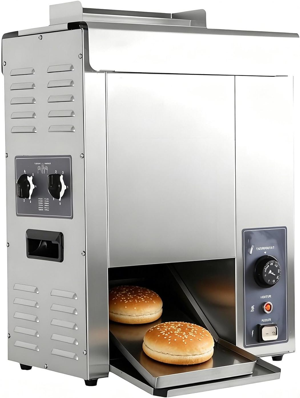 Tostadora Tostador de Pan Profesional de Cadena, Calentador Automático de Pan de Hamburguesa de 2000W, Alimenticio, Doble Entrada Grosor Y Temperatura