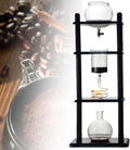 Cafeteras de goteo Cafetera Cold Brew - Torre de goteo vertical de gran capacidad con recipiente de vidrio y soporte de madera - Hace 5-8 tazas