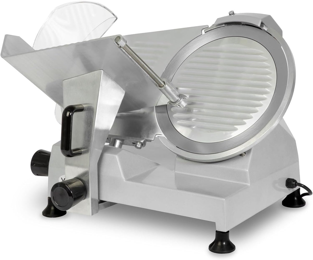 Cortafiambr vertes, Cortadora de fiambres gastro, eléctrica con 250W, cuchilla con 300mm de diámetro, grosor de corte de 0 a 15mm, cortadora de