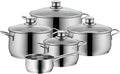 WMF Juegos de olla, Diadem Plus - Batería de Cocina 9 Piezas, Acero Inoxidable Apto para Inducción, 1 Cacerola Baja de 20 cm, 3 Cacerolas Altas de 16