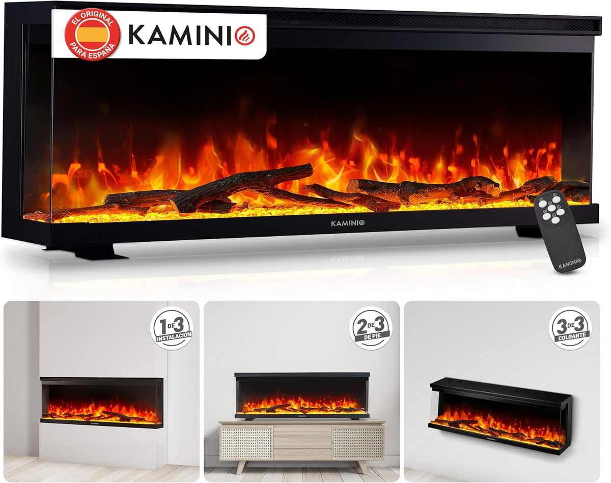 Chimenea eléctrica KAMINIO, ® Lea Pro 50 Chimenea eléctrica Decorativa con Calefactor