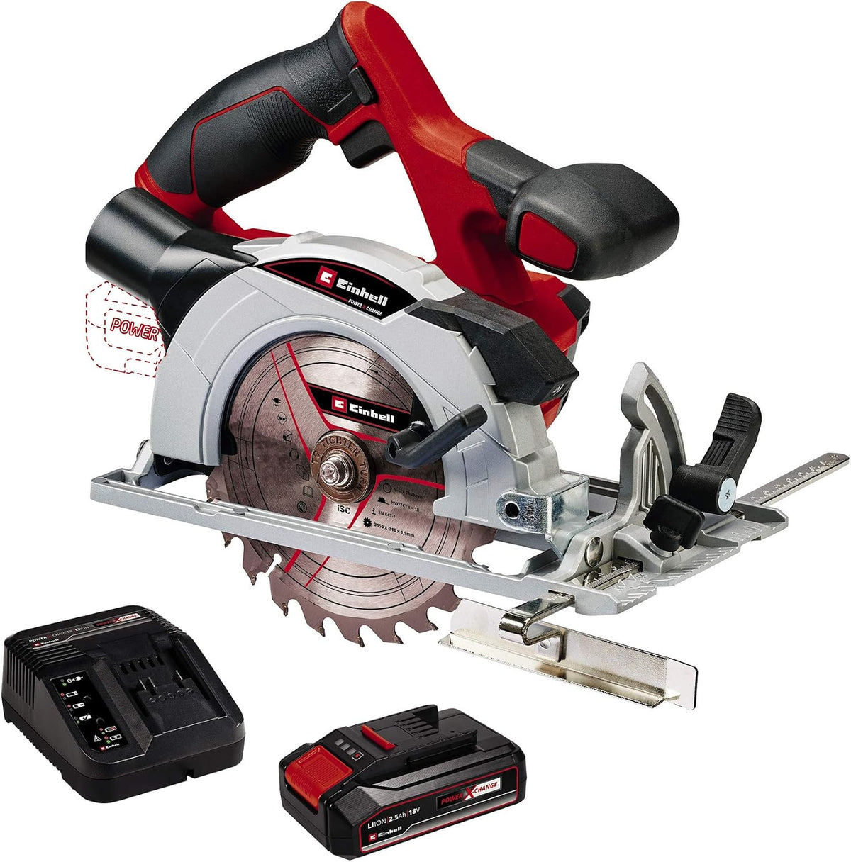 Einhell Sierras circular, con Batería 2.5 Ah y cargador