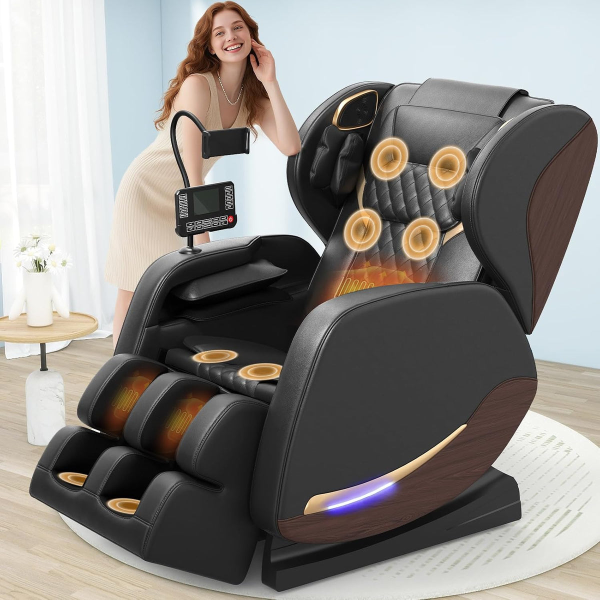 yewglen Sillones y asientos de masaje eléctrico, Sillón Masajeador Gravedad Cero con Altavoz Bluetooth 8 Bolsas de Aire