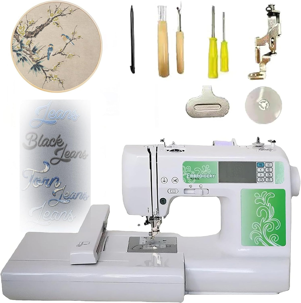 Máquinas de coser controladas electrónicamente Generic, Máquina de coser, máquina de bordar computarizada con 72 diseños, área de 100 x 235 mm
