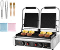 VEVOR Sandwichera, Parrilla de Contacto Eléctrica 3600 W para Sándwiches, de Acero Inoxidable, con Control de Temperatura, Doble Placa Esmaltada