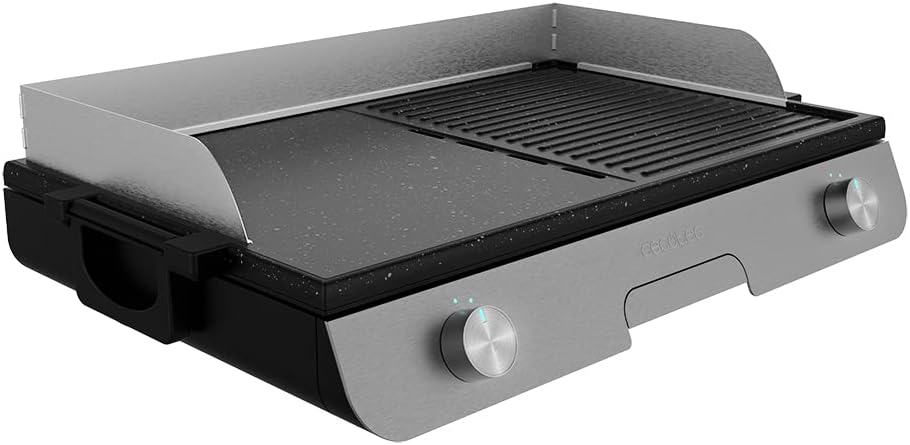Parrillas eléctricas de exterior de Cecotec, Barbacoa Eléctrica de Sobremesa PerfectRoast 3000 Inox. 3000 W, Superficie de cocinado Mixta