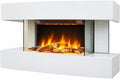 Chimenea eléctrica de Pared con calefacción Lounge Medium, Blanca, Efecto de Llama Leds- Chimenea Decorativa bajo Consumo - Mando a Distancia
