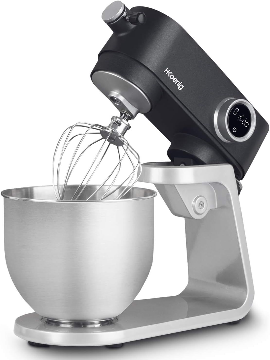 Batidoras amasadora H.Koenig, Robot de cocina multifunción 5L KM120 en acero INOX Gris, Robot pastelero, 8 velocidades, Batidor, Mezclador, Gancho
