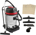 MAXBLAST Aspiradoras industriales para sólidos y líquido, Aspiradora Industrial en Seco y Húmedo de Acero Inoxidable de 80L, 4 Accesorios+3 Bolsas