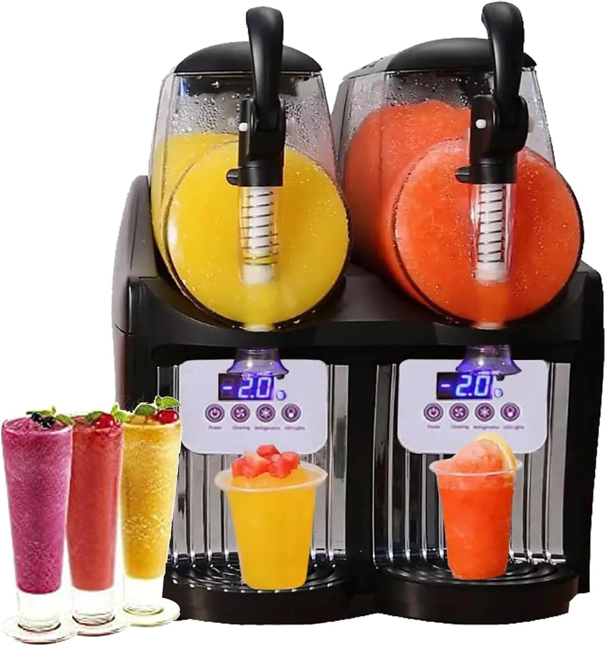 ZHIXUMM Heladera, MáQuina De Aguanieve De Hielo Comercial De 5l, MáQuina Comercial con Granizo, Fabricante De Bebidas Congeladas De Batido De Acero