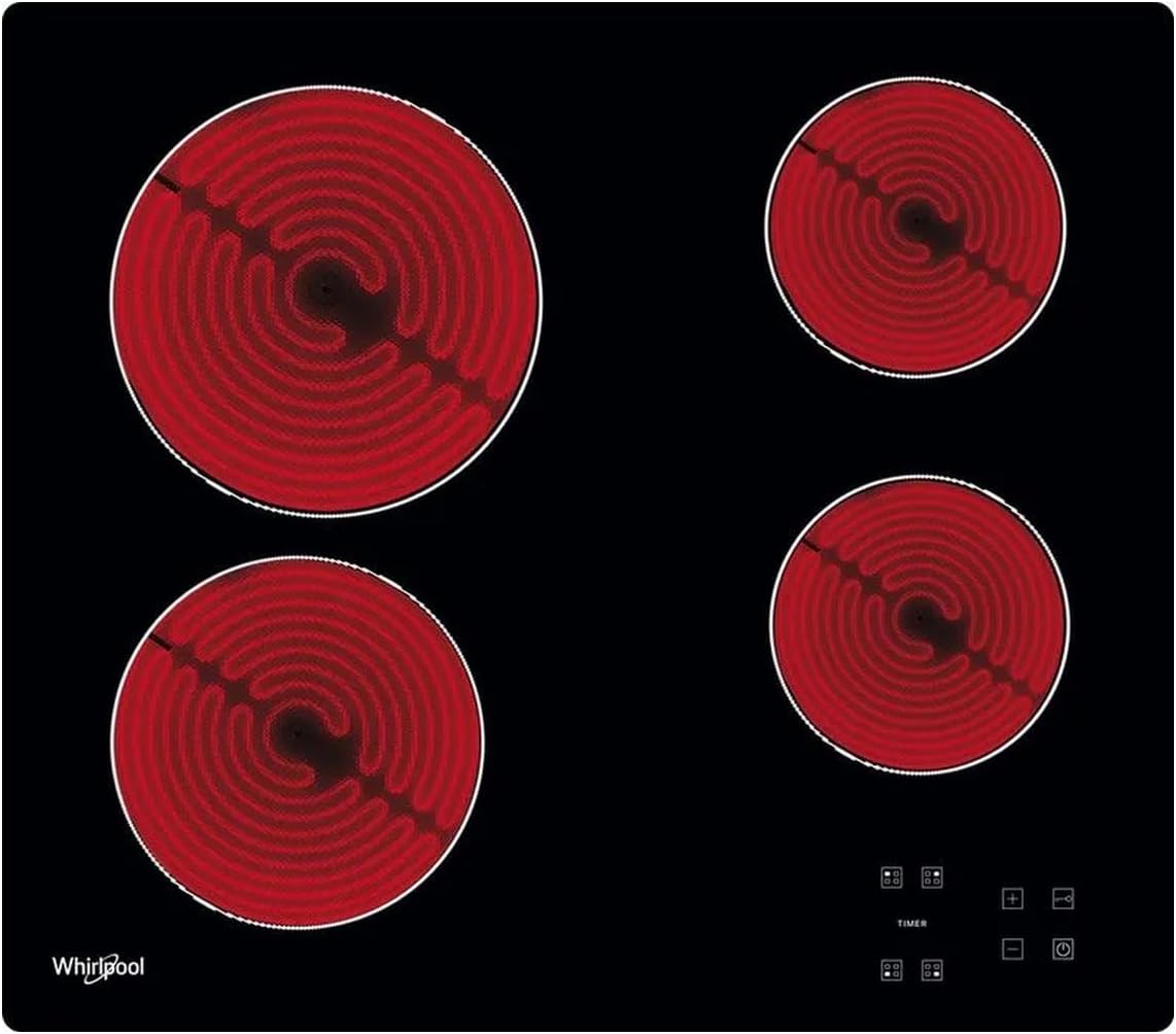 Whirlpool Placa de cocina, AKT 8090/NE hobs - Placa (Integrado, Cerámico, Vidrio y cerámica, Tocar, Arriba a la derecha, 6200W) Negro