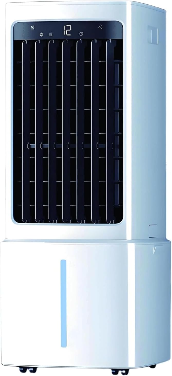 Generic Aire acondicionado portátil, Enfriador evaporativo portátil con depósito de agua desmontable de 12 L, 2 bolsas de hielo, oscilación de 120°