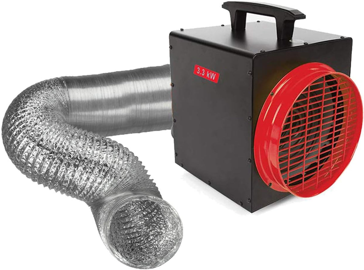 Calefacción Perel, Radiador ventilador, 3300 W, con termostato y manguera de aire, calefacción eléctrica de taller