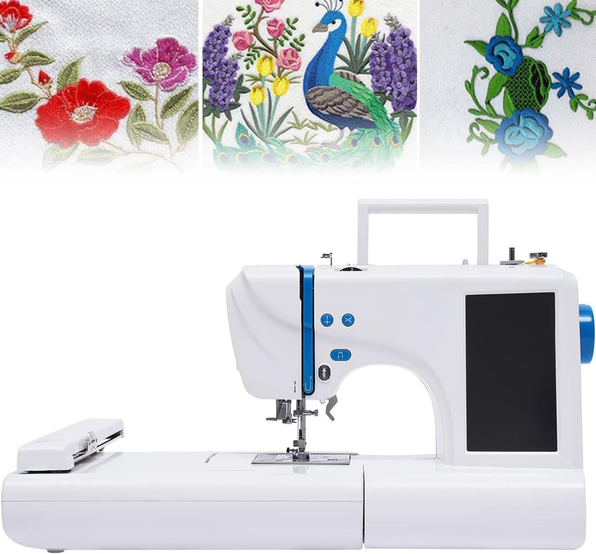 Máquinas de coser controladas electrónicamente Máquina de bordado comercial, automatizada automática con 75 diseños integrados, área de 4 x 9.2